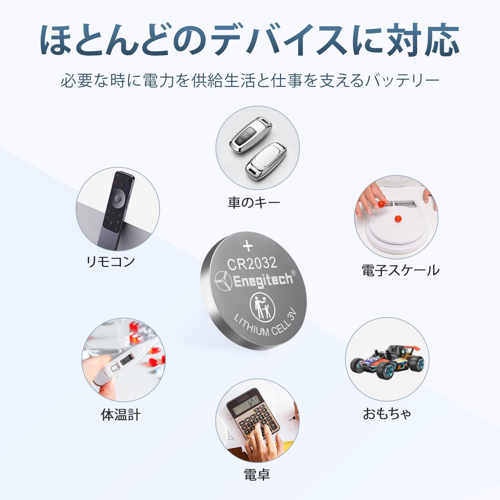 新品 Enegitech CR2032リチウムボタン電池 コイン形 CR2032 リチウム電池 3V 電卓 ワイヤレスドアベル コンピュータ リモコン  時計 体重計 水銀ゼロ 小型電子機器用コイン形電池 15個セット