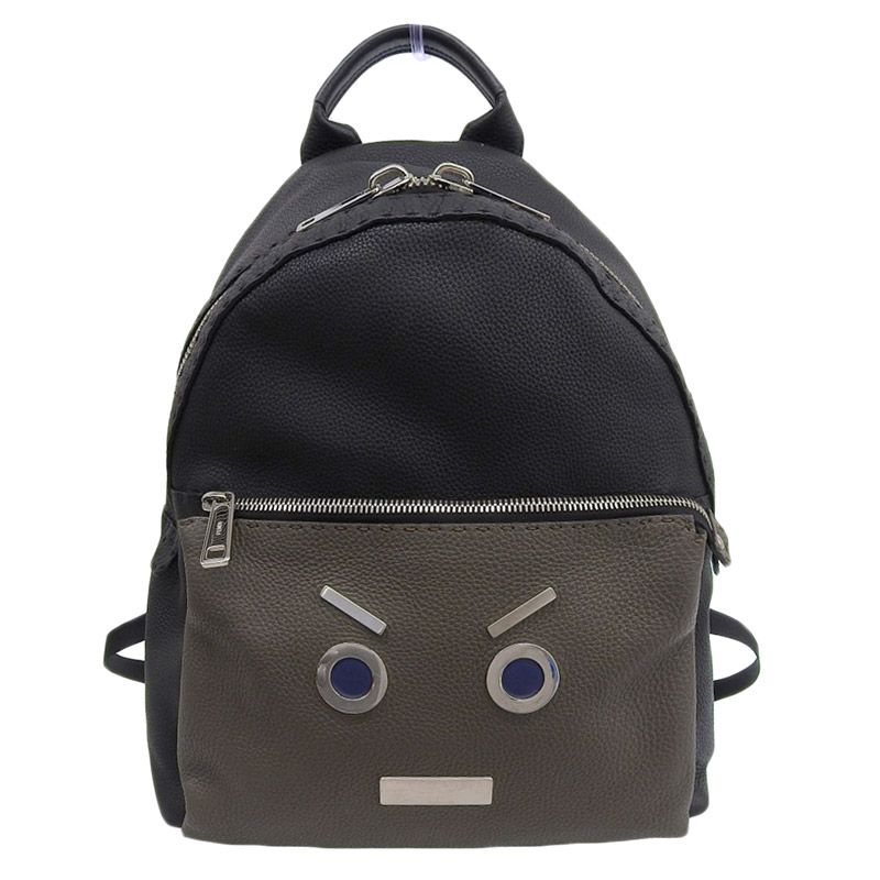 フェンディ FENDI ノーワーズフェイス バックパック リュックサック レザー ブラック|カーキ 7VZ012 新入荷 OB2434