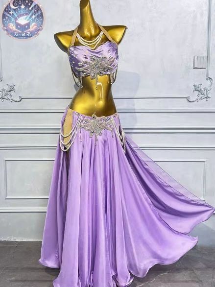 ベリーダンス衣装 パール トップス＋スカート 光沢 オーダーメイド