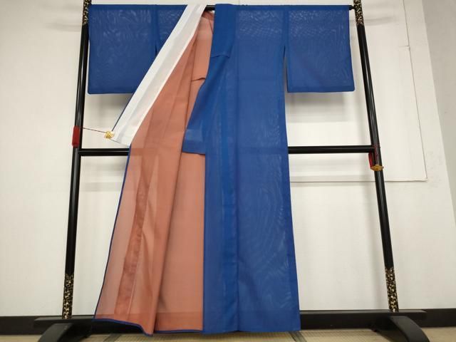 平和屋着物 夏物 色無地 絽 紺瑠璃色 洗える着物 AABB5905st