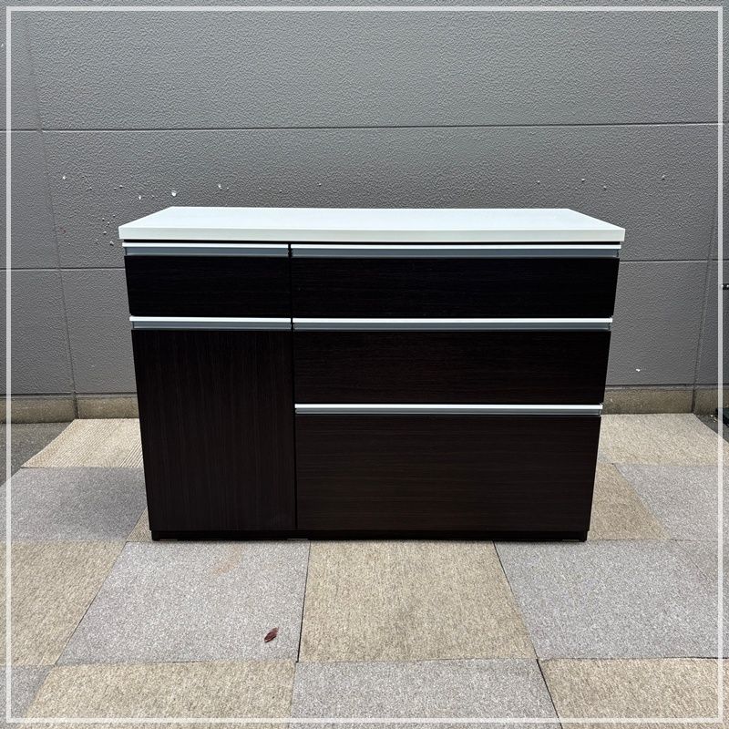 ニトリ キッチンカウンター キッチンボード 収納棚 キャビネット 幅120cm 引き出し 扉付き キッチン収納 調理器具収納 備蓄品収納 ストック収納 食器収納 間仕切り CA0425-1