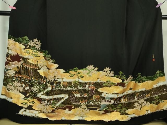 平和屋着物□極上 松尾光琳 中国三大刺繍 相良刺繍 黒留袖 御即位図 