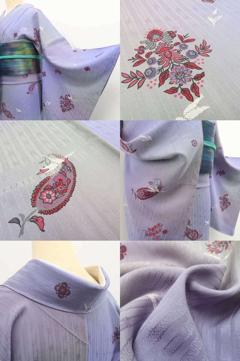 ❁tomihisa❁新品 前田仁仙 落款 ペイズリー 暈し 着物 正絹 ❁tomihisa❁新品 前田仁仙 落款 ペイズリー 暈し 着物 正絹