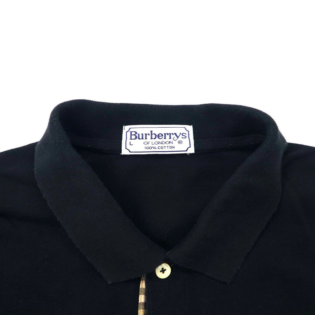 Burberrys ノバチェック切替 ポロシャツ L ブラック コットン