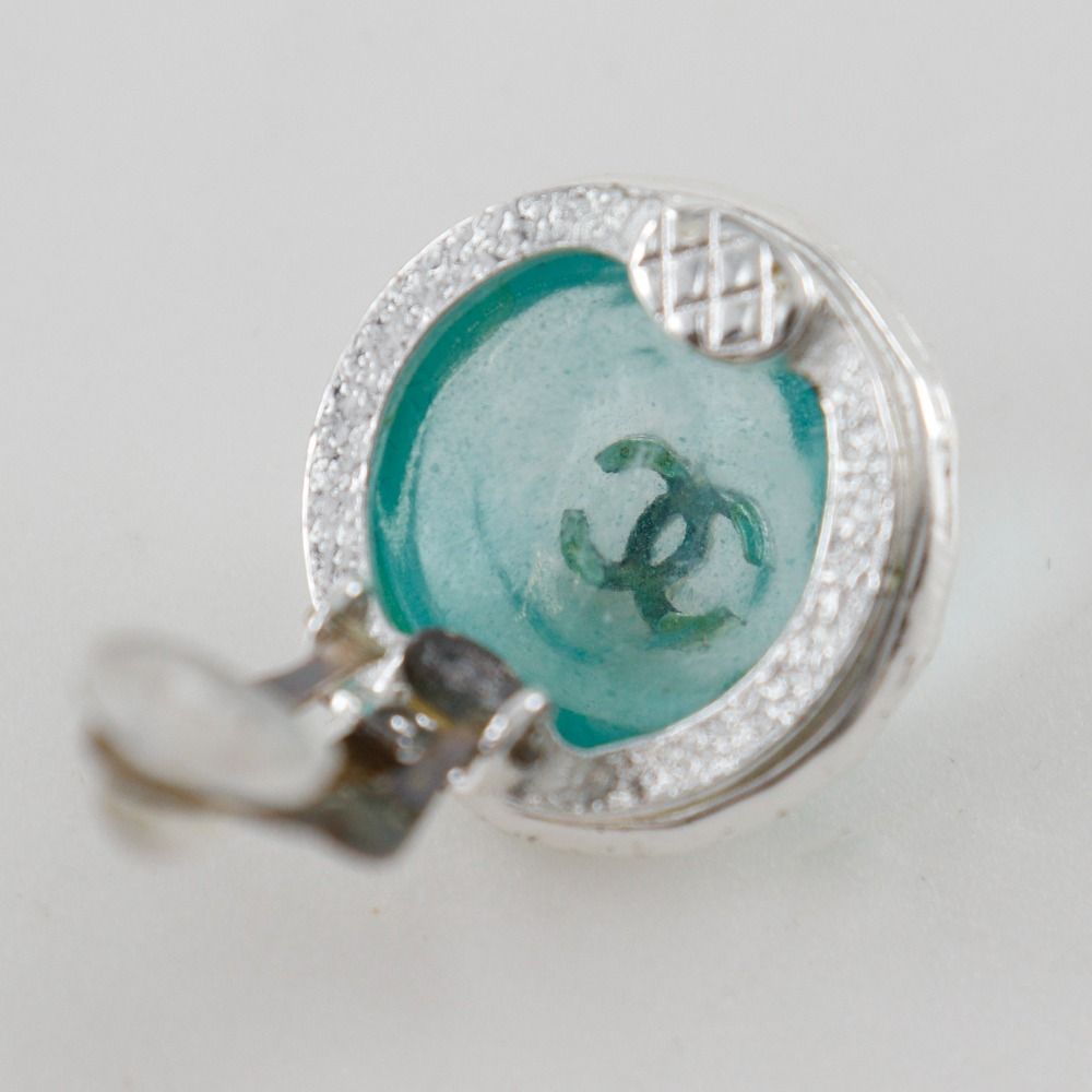 CHANEL シャネル ココマーク ヴィンテージ 金属製 シルバー 水色 98P レディース 20.8g イヤリング FORTGASGNV_COM_BR