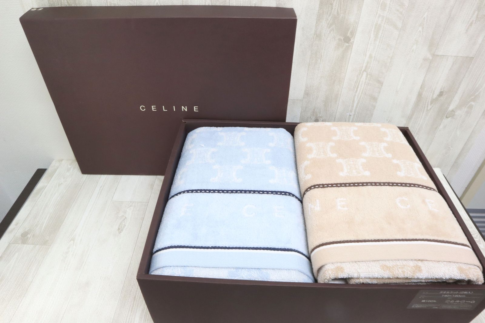 未使用 セリーヌ CELINE タオルケット 2枚セット ショップ マカダム柄