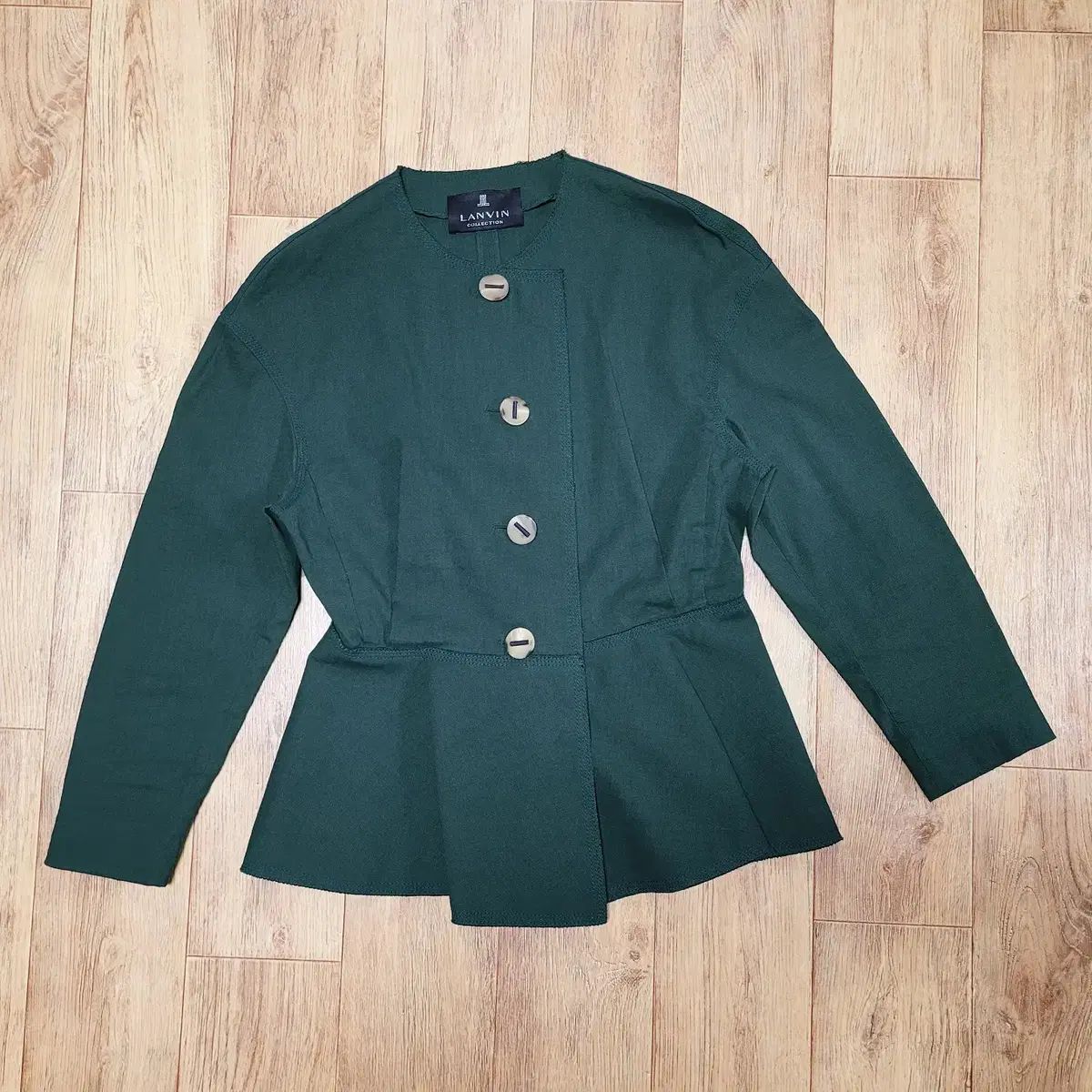 ランバンコレクション LANVIN リネン ブレンド ペプラム ジャケット 55