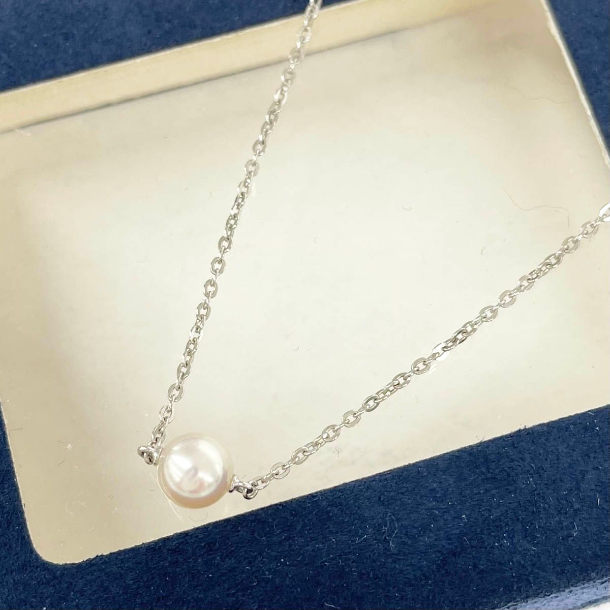 美品 MIKIMOTO ミキモト 一粒パール SVネックレス ホワイト×シルバー