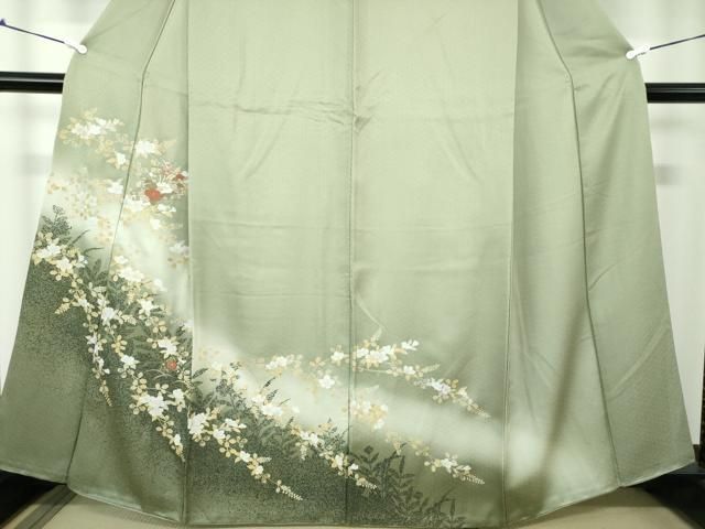 平和屋着物●訪問着　刺繍　花筏　シルエット　暈し染め　金彩　正絹　逸品　DAAX4477ps 平和屋着物○訪問着 刺繍 花筏 シルエット 暈し染め 金彩 正絹 逸品