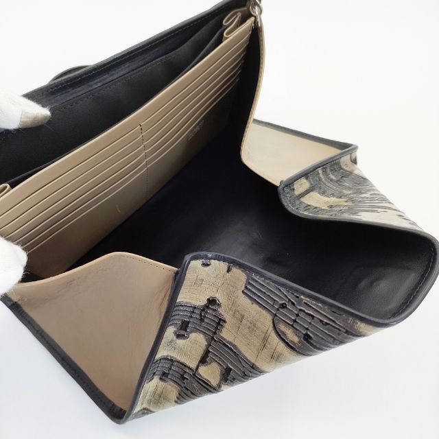 HIROKO HAYASHI ムスク チェーン付きウォレット 長財布 カーキ ブラック レディース ヒロコハヤシ【中古】5-0910G∞ HIROKO HAYASHI ムスク チェーン付きウォレット 長財布 カーキ