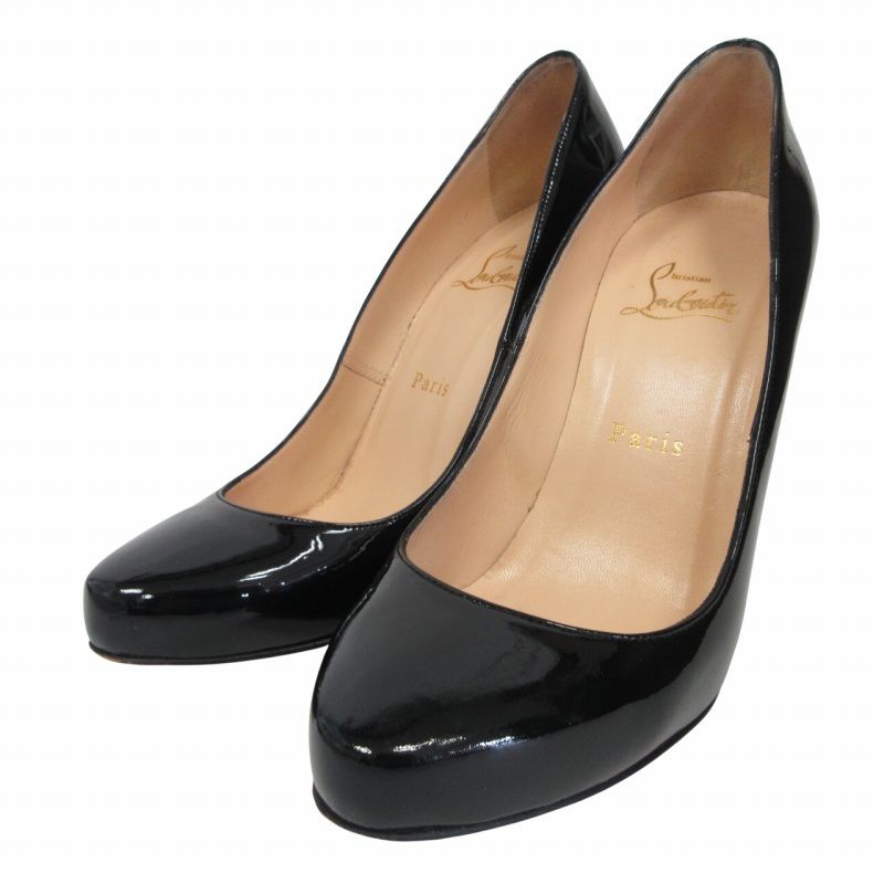 【中古/破格】Louboutin パテント黒パンプス US9.5/26.5cm Kate - 100 mm パンプス - パテントレザー - ブラック