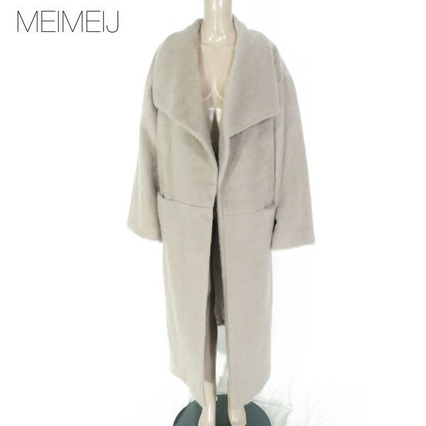 75%OFF 訳あり メイメイジェイ MEIMEI J コート 40 ECO149 Mサイズ ベージュ レディース ロングコート ファー シャギーロングコート アウター イタリア製