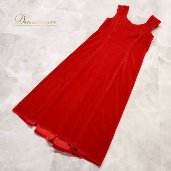 フラダンス 衣装 ワンピース ドレス レッド系 フラ ダンス 赤 ベロア