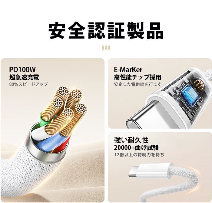 Type C-Type C PD タイプC 【0.25M】 充電ケーブル 充電器 E-Markチップ 急速 PC ノートブック IPhone/Switch/Mac Book/iPad Pro/Android HUAWEI KBC