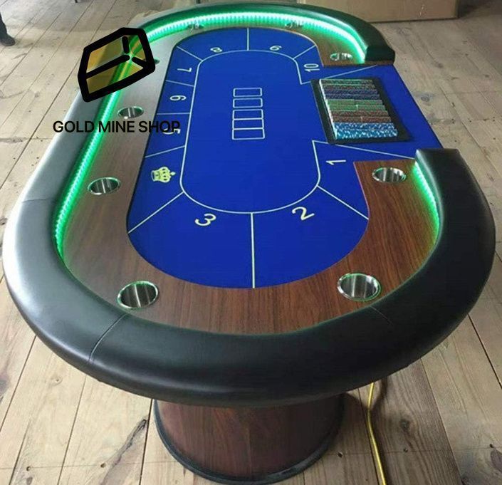 テキサスホールデムテーブルバカラテーブルサイズドットテーブル9人用のニウニウモノリシック木製ベース LED照明効果のあるポーカーテーブ