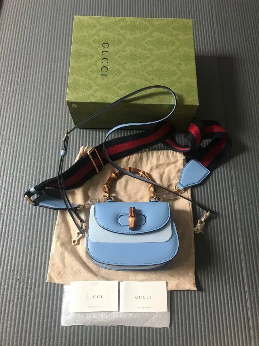 ☀ GUCCI グッチ バンブー 1947 ミニ トップハンドル ブルー