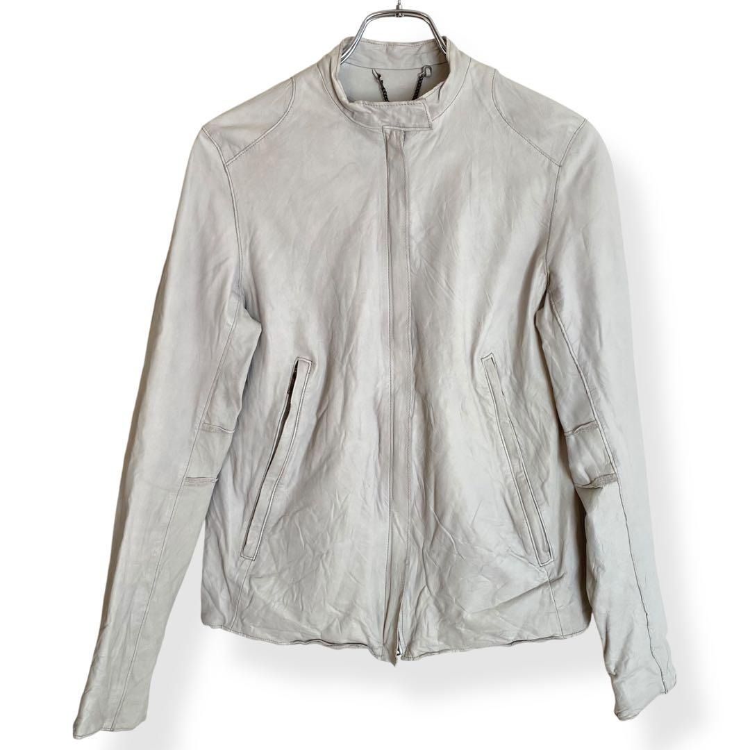 Sisii シシ レザージャケット オフホワイト シングルライダース サイズ S 品番 6793320 654KZ