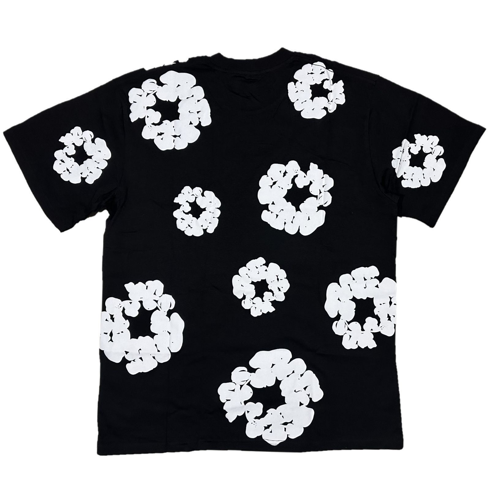 デニムティアーズ フラワープリント 半袖 Tシャツ ブラック/ホワイト 