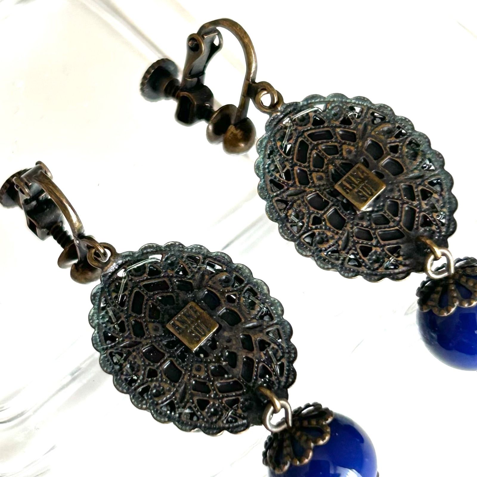 ANNA SUI アナスイ イヤリング ブルーローズモチーフ アンティーク調 
