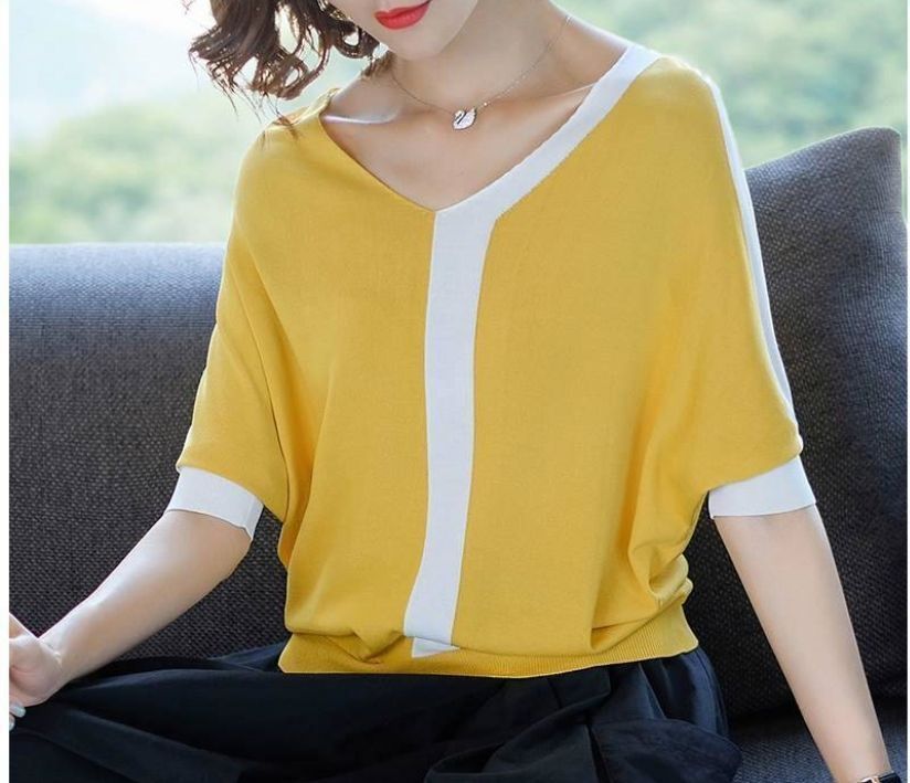 ニット 半袖 薄手 レディース vネック サマーニット Tシャツ トップス 春 夏 きれいめ 大きいサイズ サマー 通勤 オフィス 冷房対策 大人 vd9Q581