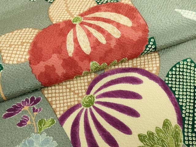 平和屋本店□極上 摺型友禅 京都 多ち花 九寸開き名古屋帯 橘 鬼しぼ