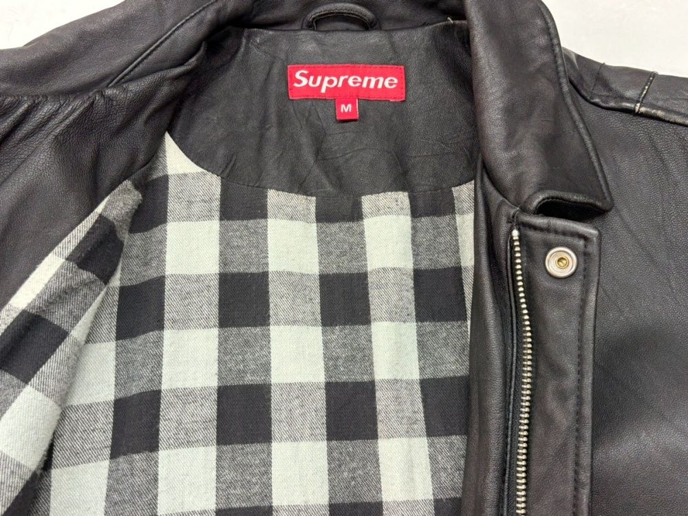 ●中古supreme 07AWジップアップレザーボンバージャケット ブラウンL シュプリーム SUPREME 07AW Leather Bomber Jacket レザー