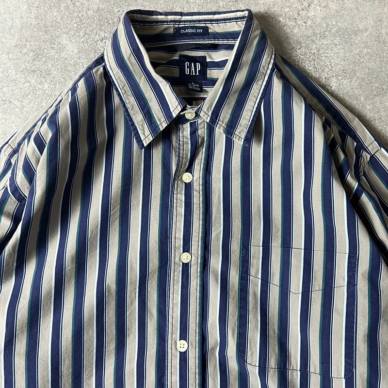 00s GAP マルチカラー ストライプ 長袖 コットン シャツ L / 00