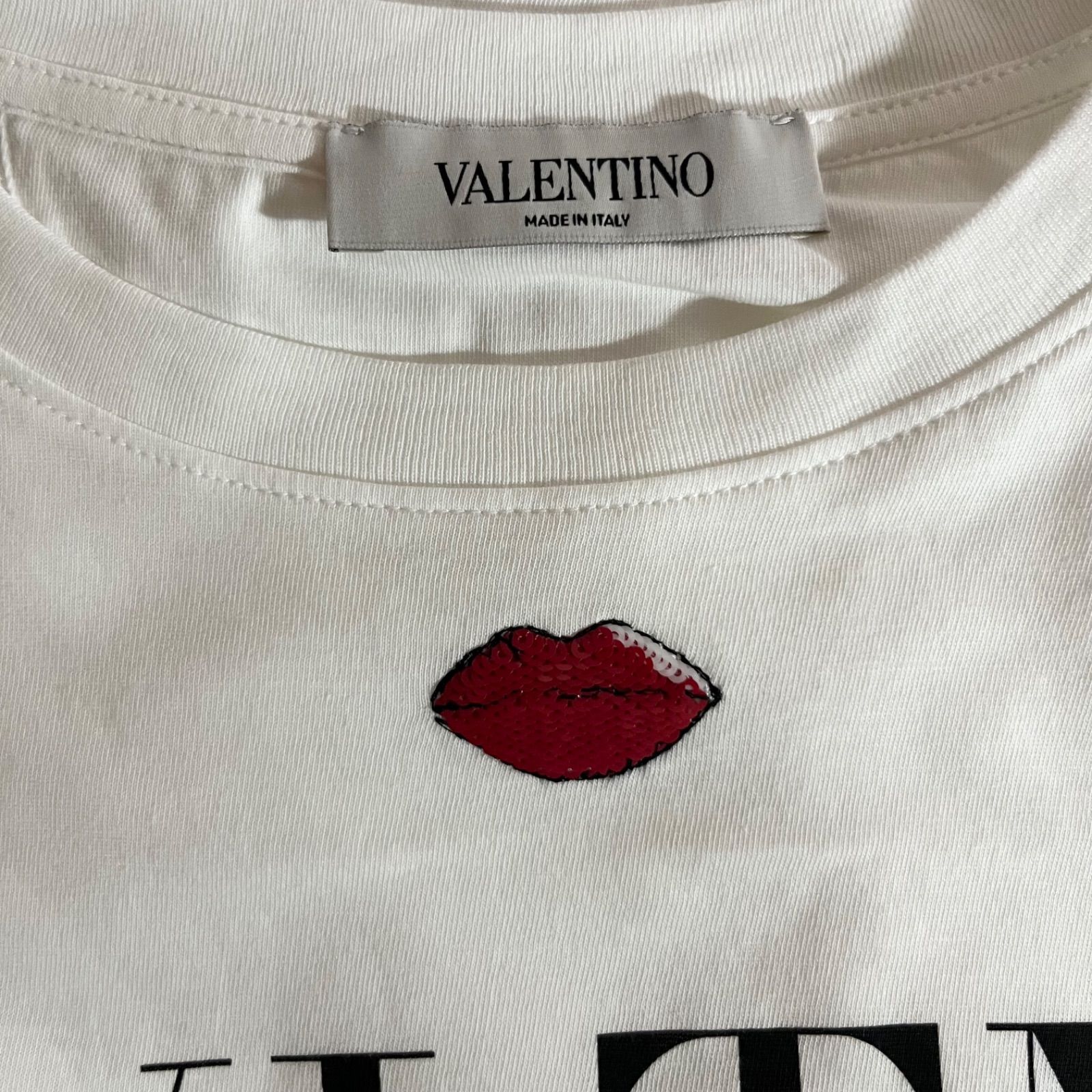 極美品】VALENTINO ヴァレンティノ リップ スパンコール Tシャツ XS  