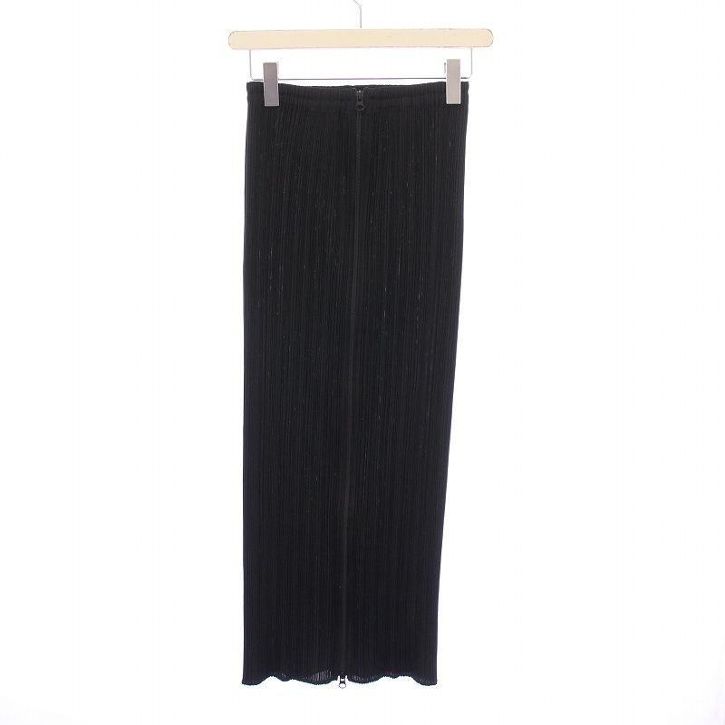 PLEATS PLEASE プリーツ プリーズ ＊ ロングスカート 黒 ② プリーツプリーズ PLEATS PLEASE イッセイミヤケ ダブルジップ