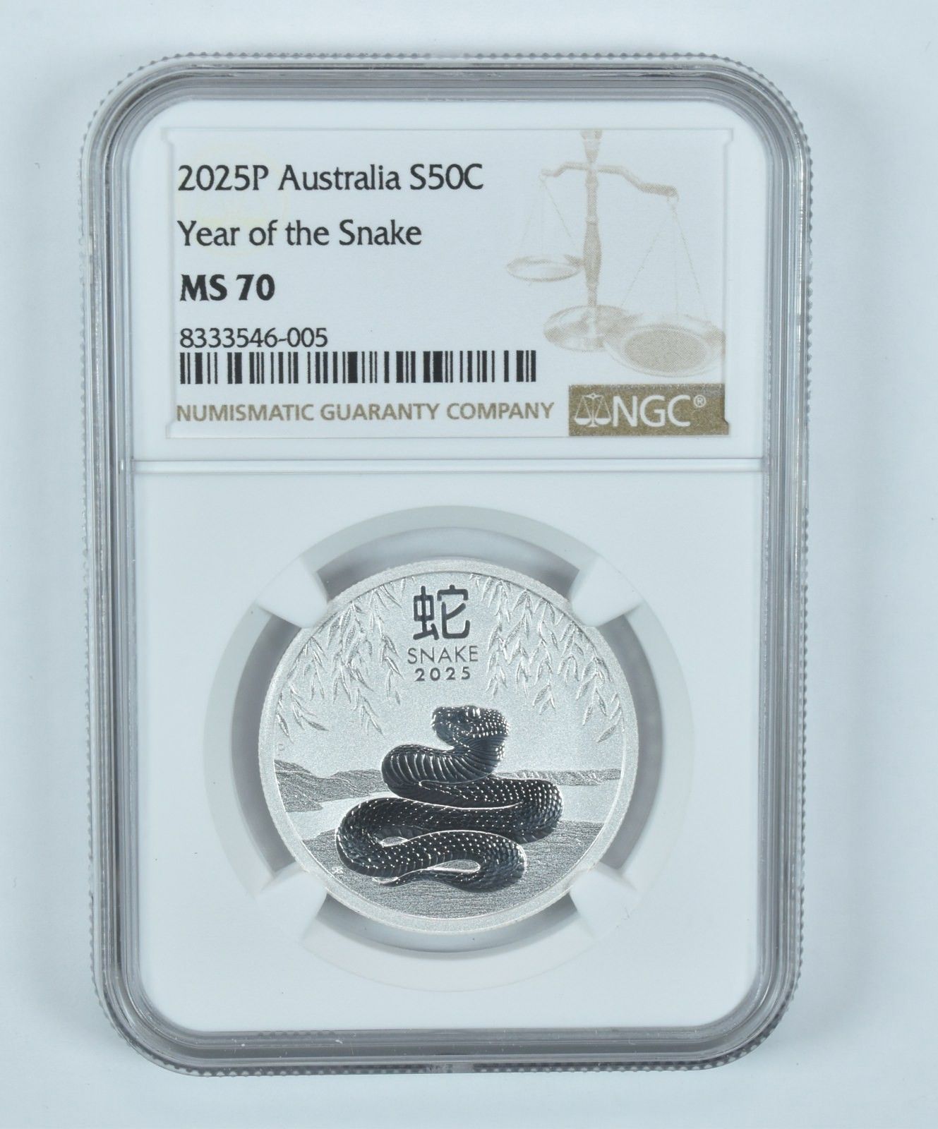 2025 P Atralia 50 Cents Silver Year Of The Snake MS70 NGC Brown Label