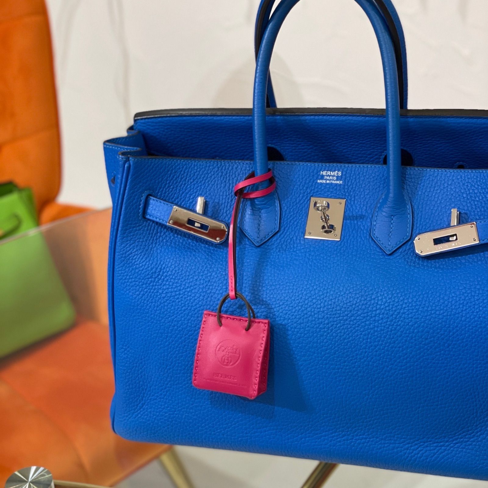 未使用☆HERMESサックオランジュバッグチャーム(ローズメキシコ) エルメス バッグチャーム 079065CA サック オランジュ ローズメキシコ