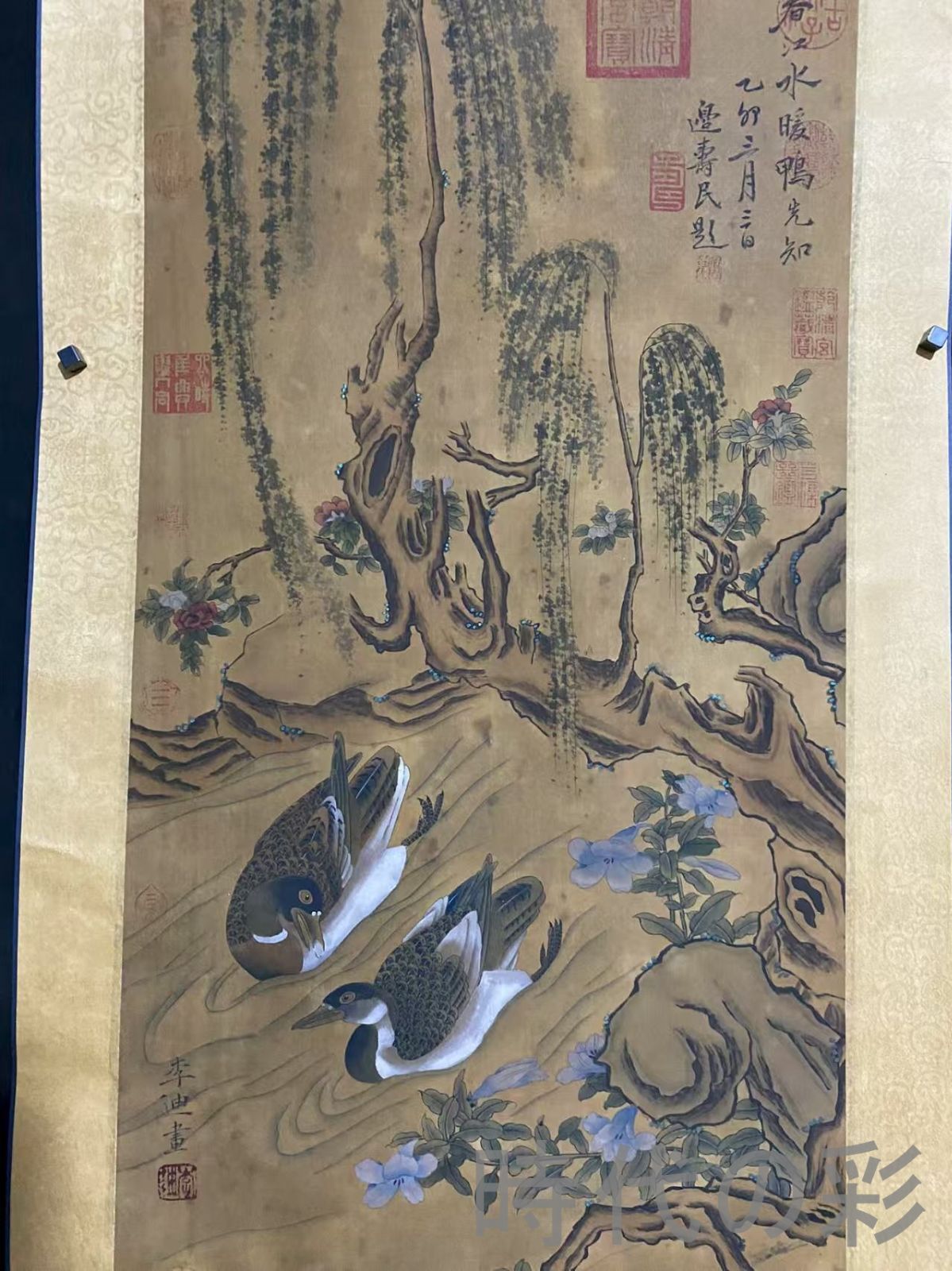 中国古美術 宋代 李迪款 花鳥画 絹布 三尺中堂画 肉筆 手描き 唐物 掛け軸 水墨画 水彩画 国画 絵画 古画 書道 名家書画 古玩 R0709181806