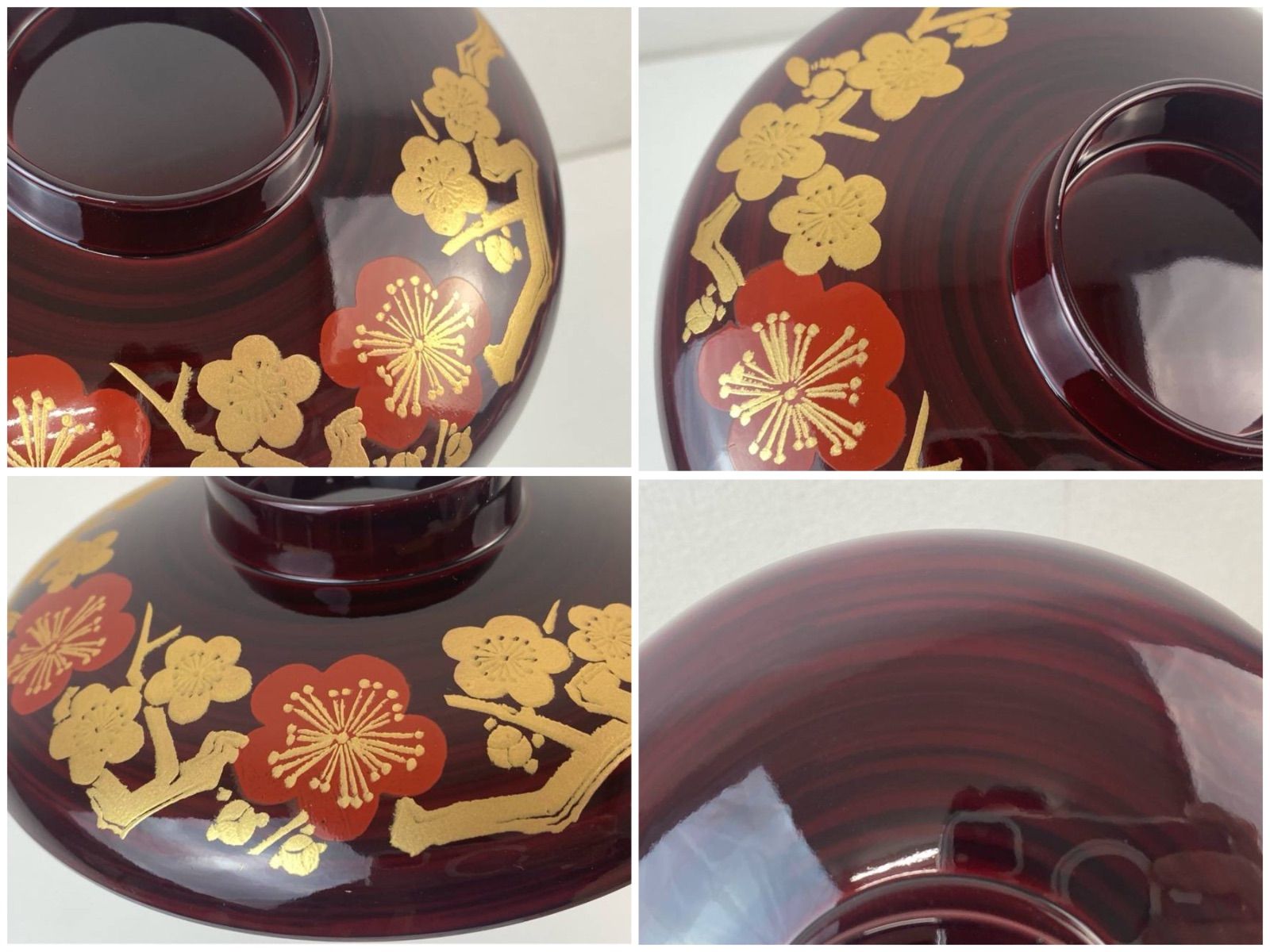 未使用美品！漆器 蓋付お椀・汁椀・雑煮椀 五客揃 直径さ約15cm