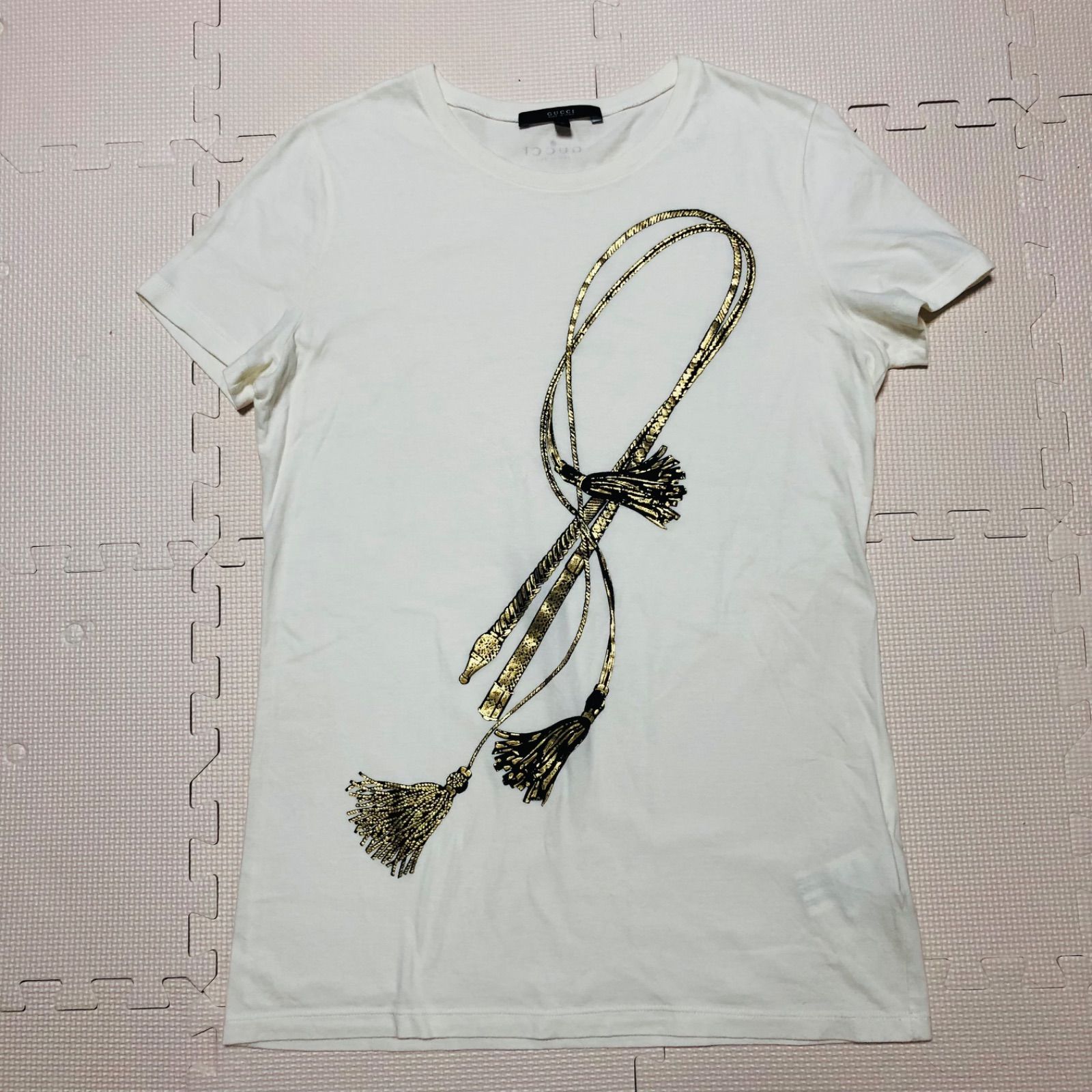 □極美品□GUCCI グッチ Tシャツ 半袖 バラ鞭 ムチ 前面ワンポイント 