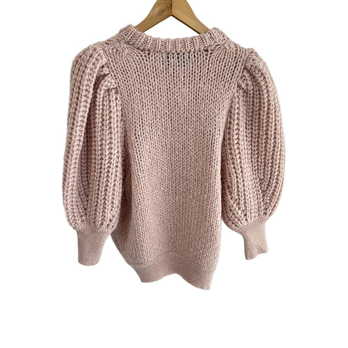 セブンテン バイミホカワヒト 七分袖セーター サイズM レディース - ライトピンク クルーネック 肩パッド