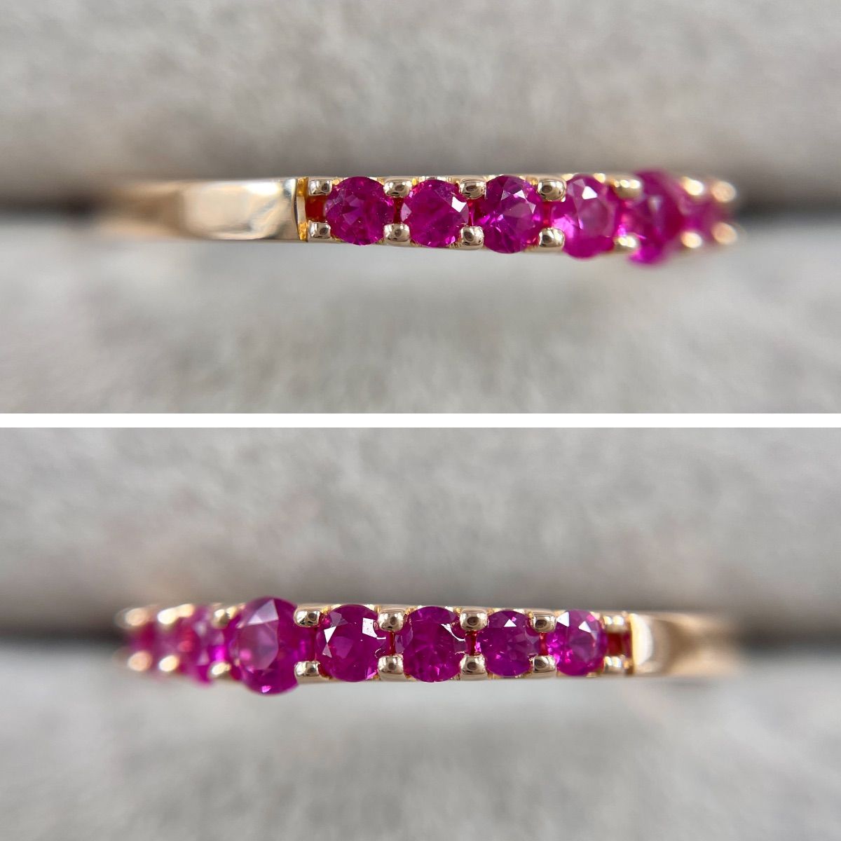 K18PG 天然ルビー 0.60ct ハーフエタニティリング - メルカリ 