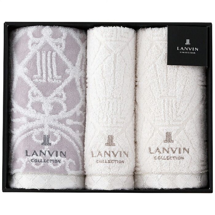 セット！ ランバン フェイス・ウォッシュタオルセット グレー (22709