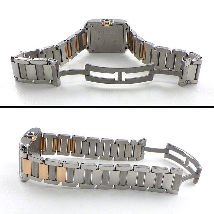 カルティエ Cartier 腕時計 タンク アングレーズ SM WT100024 11ポイント ダイヤインデックス レクタンギュラー ギョーシェ シルバー文字盤 K18PG SS クオーツアナログ 【中古】 Cartier - カルティエ Cartier 腕時計 タンク アングレーズ SM