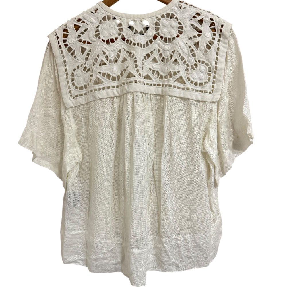 ISABEL MARANT イザベルマラン リネン100％ 七分袖 デザインブラウス 38 ホワイト レディース 古着
