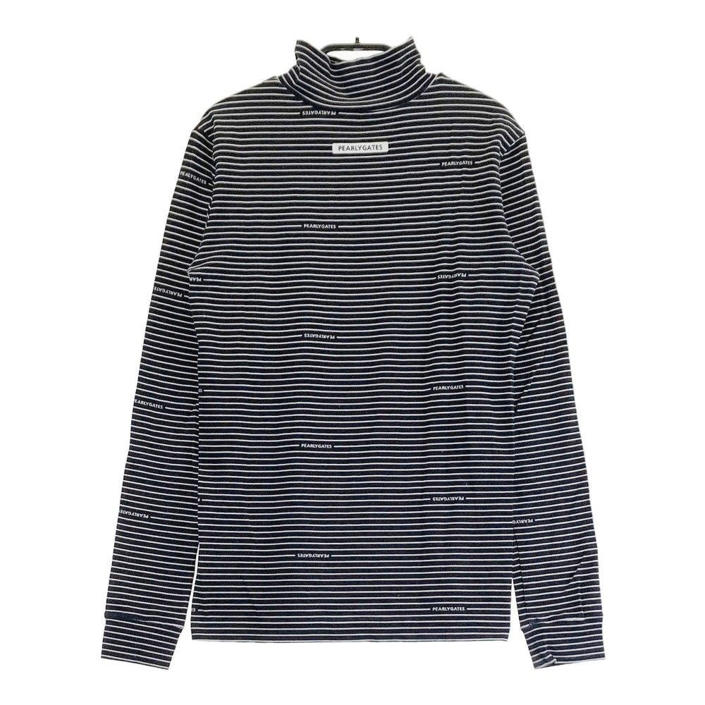 サイズ：0 PEARLY GATES パーリーゲイツ  長袖ハイネックTシャツ ボーダー ネイビー系 [240101420508] ゴルフウェア レディース ストスト サイズ：0 PEARLY GATES パーリーゲイツ 長袖ハイネックTシャツ