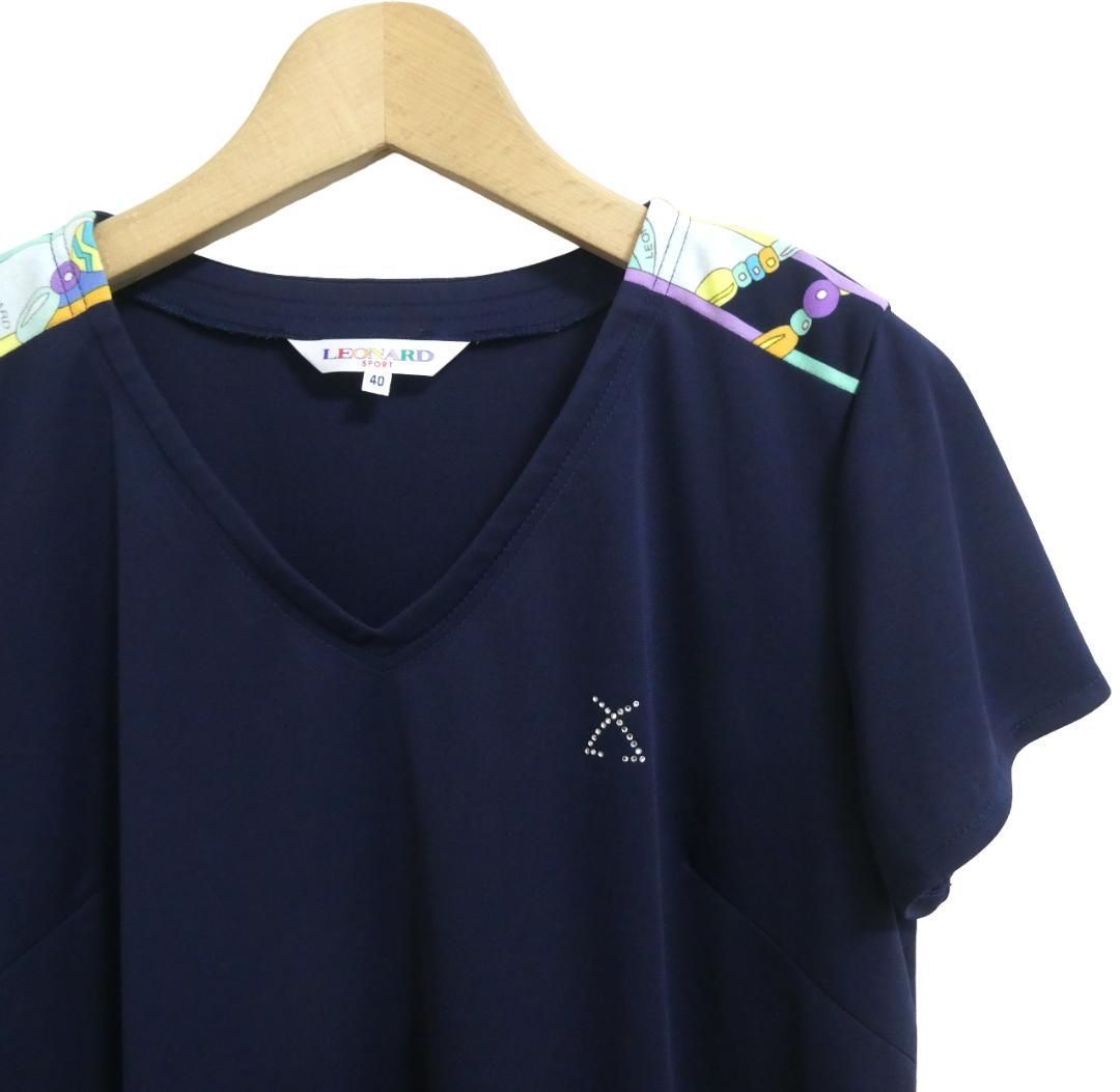 LEONARD SPORT レオナール サイズ40 花柄 紺色 LEONARD SPORT レオナール サイズ40 花柄 紺色