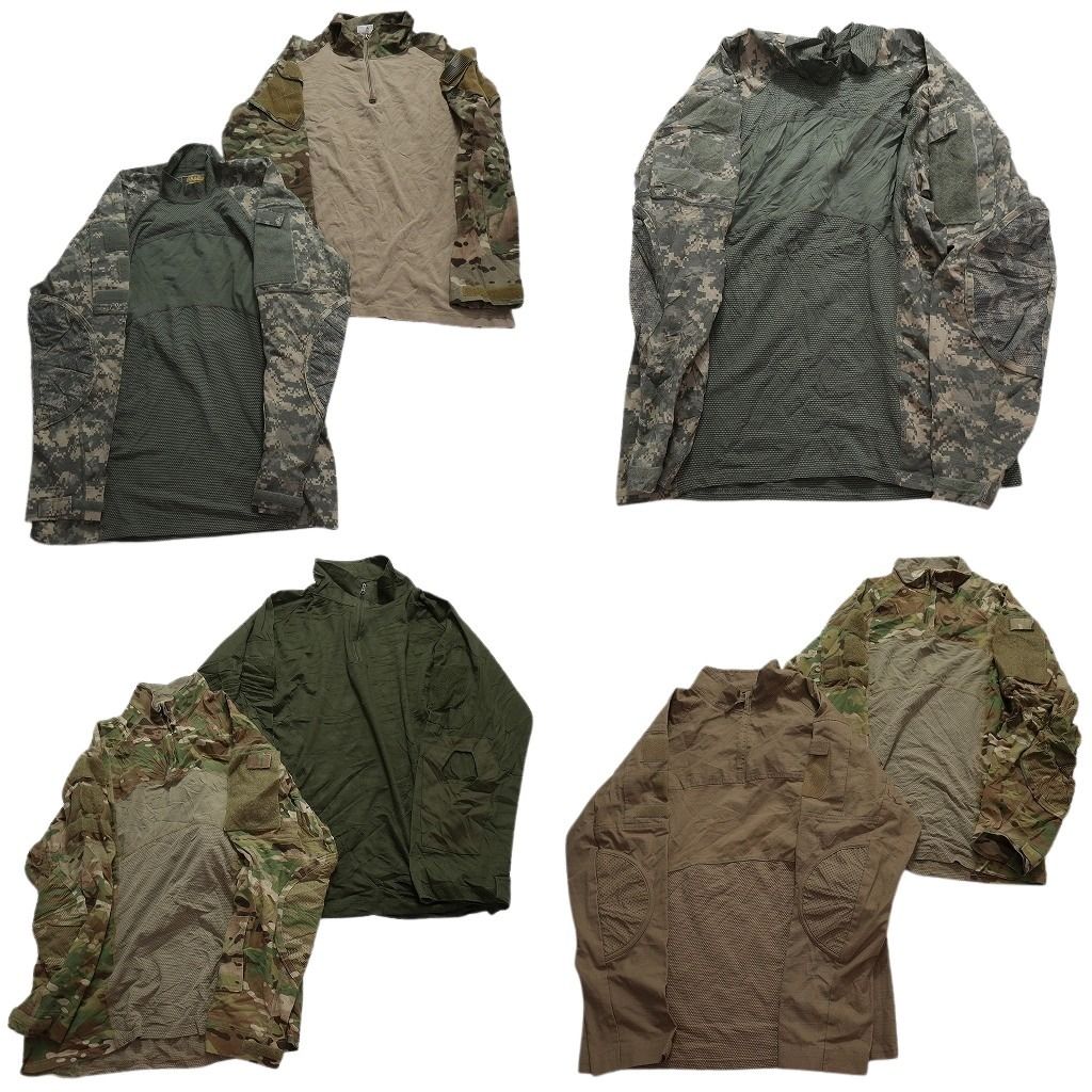古着卸 まとめ売り 米軍民間・実物MIX コンバットシャツ ミリタリー 7枚セット (メンズ L /XL ) デジカモ  無地 ハイネック MX0896