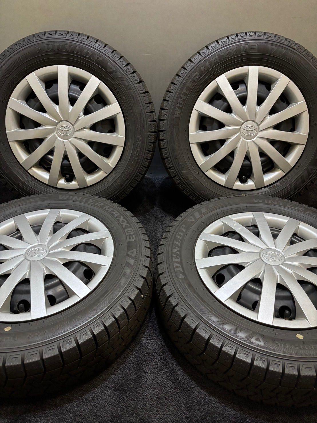 155/70R13 DUNLOP/WINTER MAXX 03 23年製 トヨタ ピクシスエポック 純正 スチール 13インチ 4J +45 100 4H スタッドレス 4本 (南1-I144)