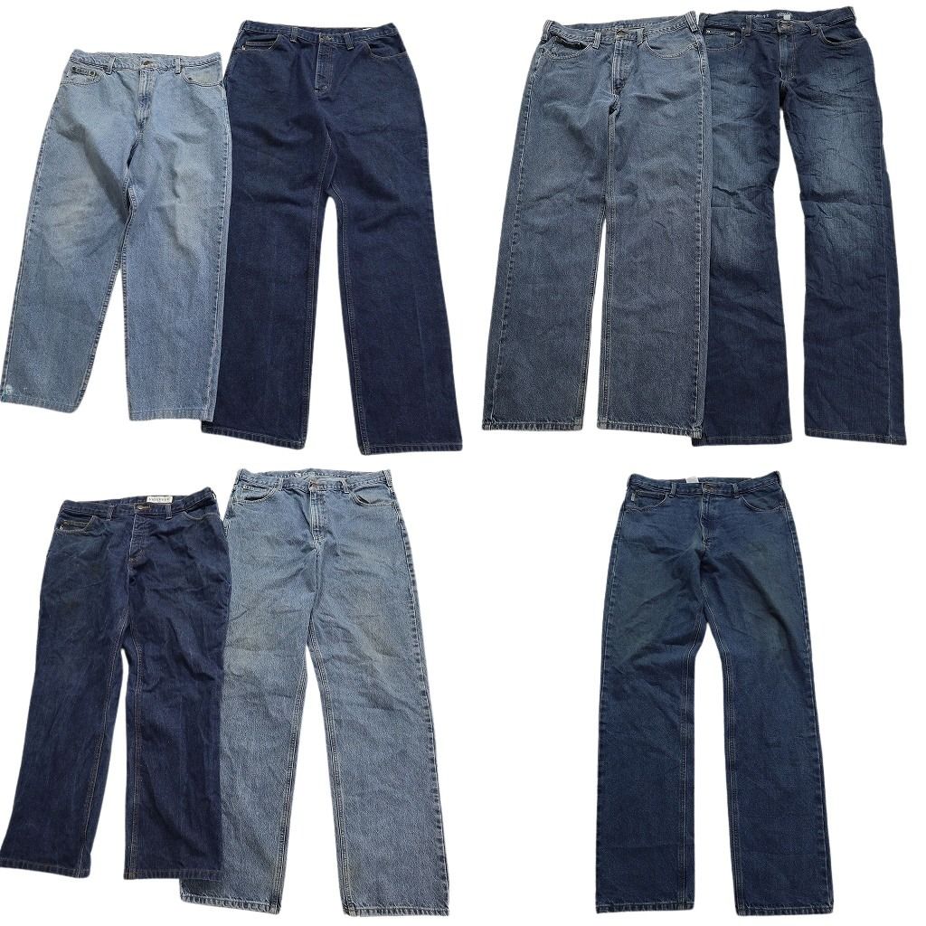 古着卸 まとめ売り カーハート Carhartt デニム パンツ 7枚セット (メンズ 38 /36 ) フェード インディゴ ライトブルー 中古 古着 MY5349