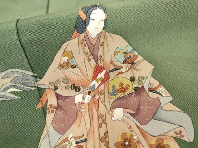 平和屋着物●人形作家・ホリヒロシ　訪問着　露芝にうさぎ　暈し染め　金彩　鬼しぼ縮緬　正絹　逸品　AAAZ3103np 平和屋着物○人形作家・ホリヒロシ 訪問着 露芝にうさぎ 暈し染め