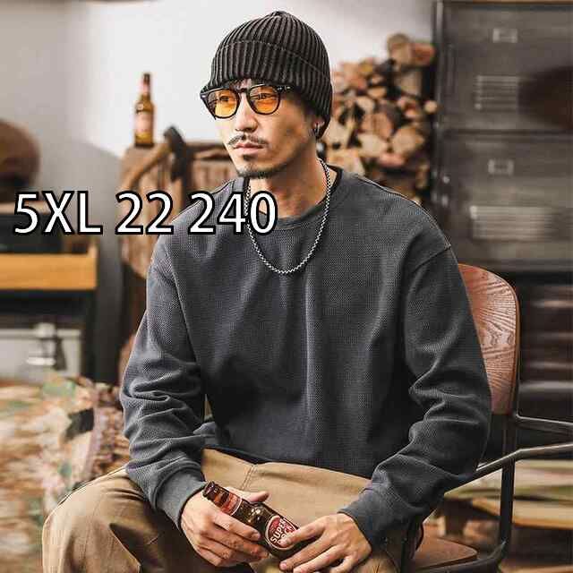 5XL 22 240 秋 冬 メンズ 服 シンプル ファッション オシャレ 大人 かっこいい 大きいサイズ ストリート 紳士服 アメリカン レトロ 430 グラム スウェット シャツ 秋 冬 セーター