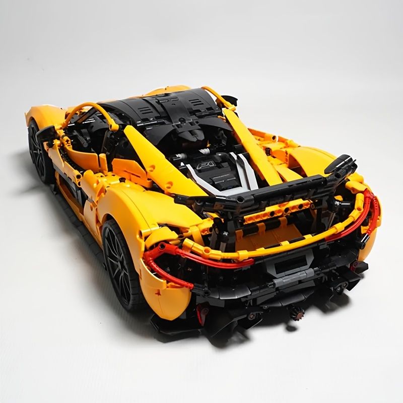3900ピース スポーツカー組み立てブロックセット 1 14スケール 黄色＆黒のコレクタブルモデル ドア開閉＆詳細なホイール付き - カーファン ホームデコ ホリデー カーデコレーションに最適なギフト クリスマスに最適