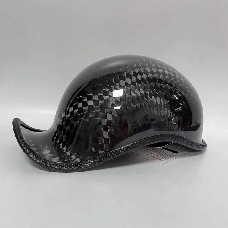 人気 3k/12kカーボン製ハーフヘルメットハンチングヘルメットダックテール半キャップ ハーレーバイクヘルメット半帽子半ヘル 内蔵収納レンズ  スモークレンズ リアルカーボンＭ～L