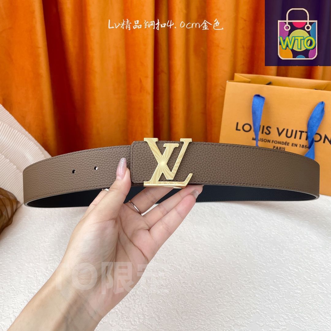 今日特価】LOUIS VUITTON Double-sided ライチ柄 レザーベルト-1