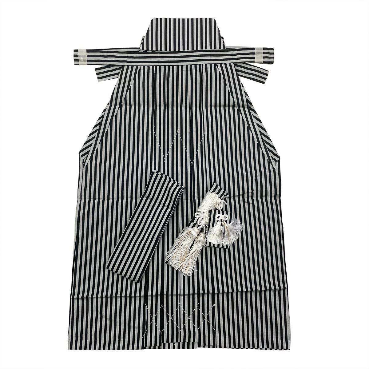 子供 袴 セット 男の子 No.d グレー 黒 縞 帯 懐剣 お守り 七五三 卒園式 お正月 お節句 新古品 未使用品  【LE】